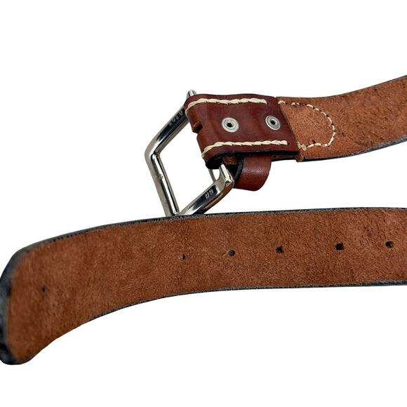 Women’s Vintage Brown Leather Belt Western Boho Woven Silver Buckle 43\